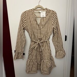 Love Riche Brown Gingham Button Down Dress